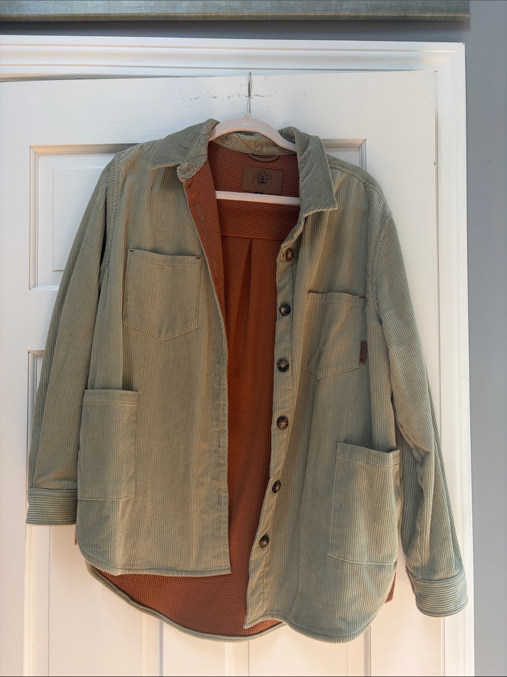 Men's Levitate Corduroy Button-Up Jacket in Sage Green